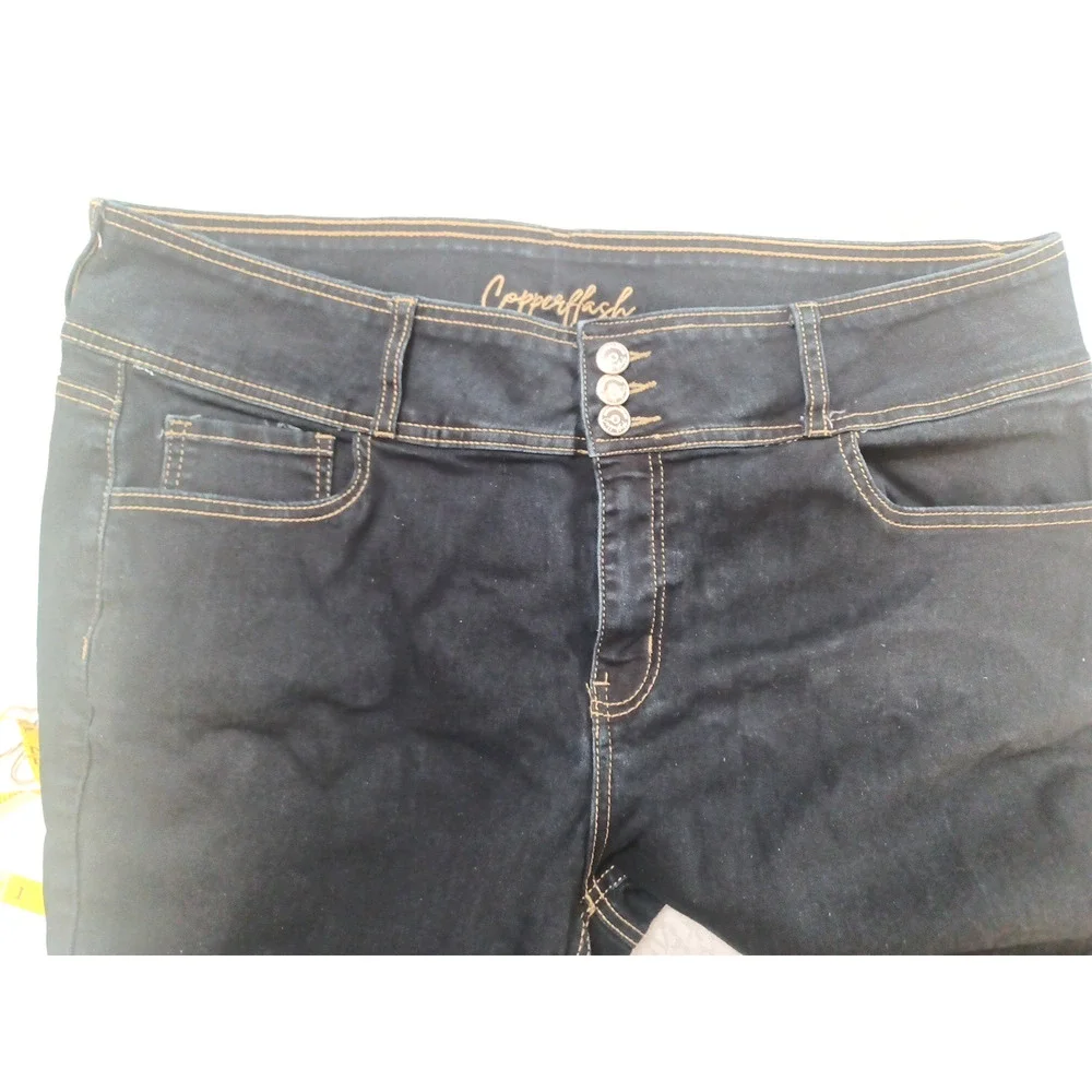 Copperflash Women's Denim Black Stretch Jeans Sz 18W High Rise Skinny